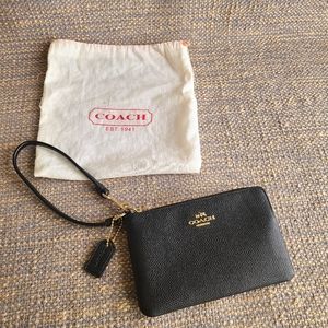 Coach wristlet, black textured leather, EUC.